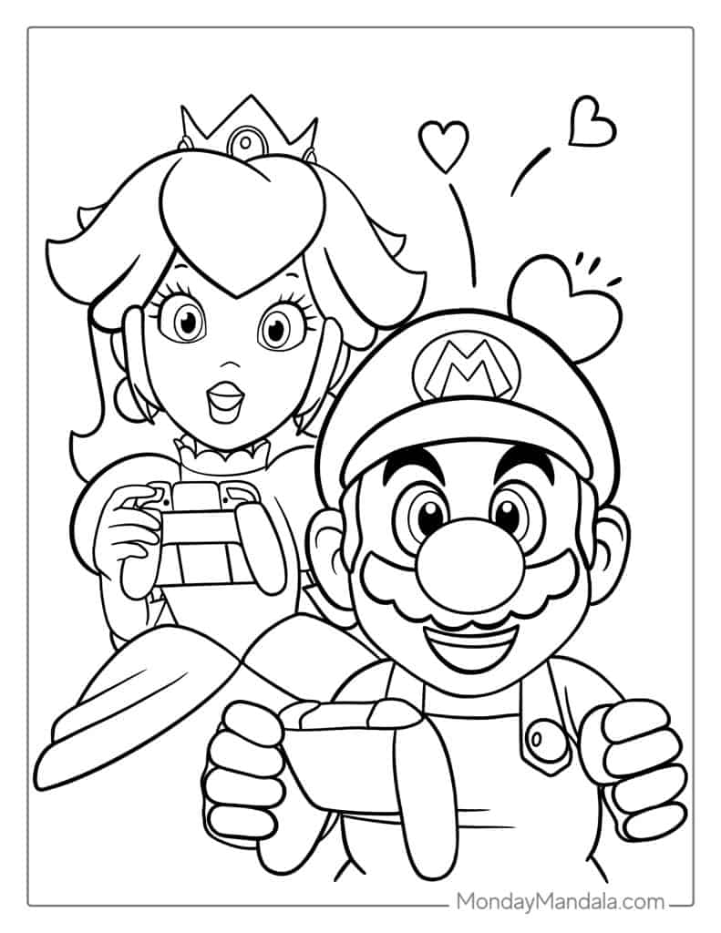 Free Coloring Pages Printable Princess Peach Princess Peach And Mario 