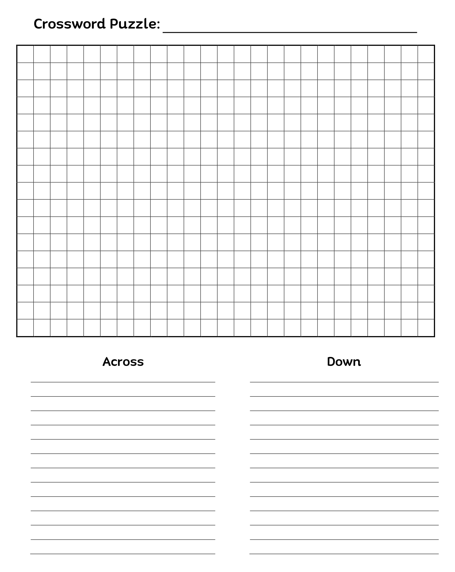 Free Crossword Puzzle Template Printable Printable Templates