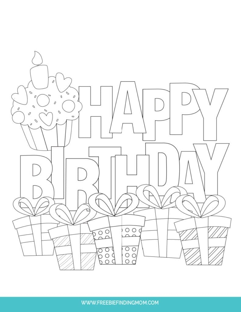 Free Cute Happy Birthday Shapes Coloring Pages Printable