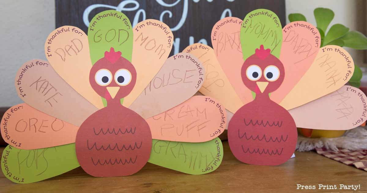 Free Cute Thankful Turkey Printable Craft Template For Kids 55 OFF