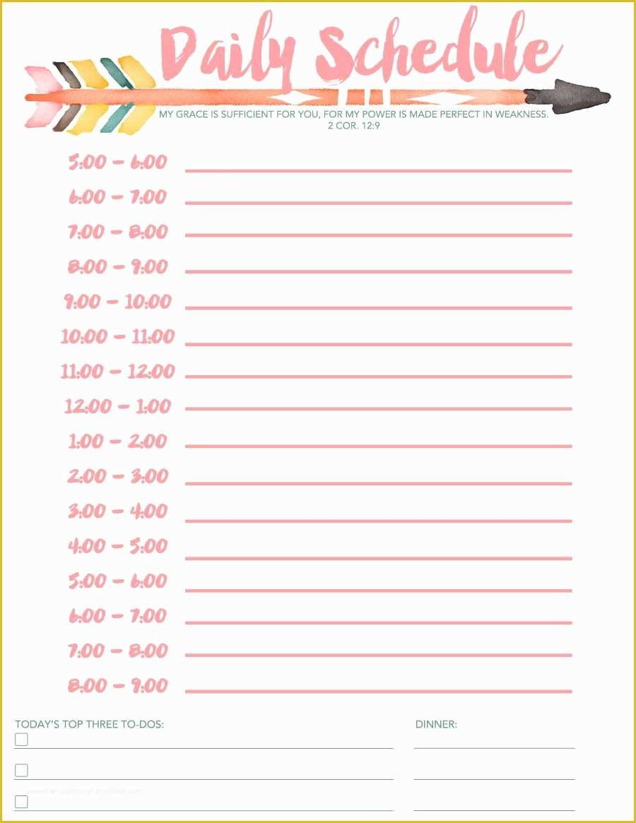 Free Daily Schedule Template Of Daily Schedule Free Printable Diy 