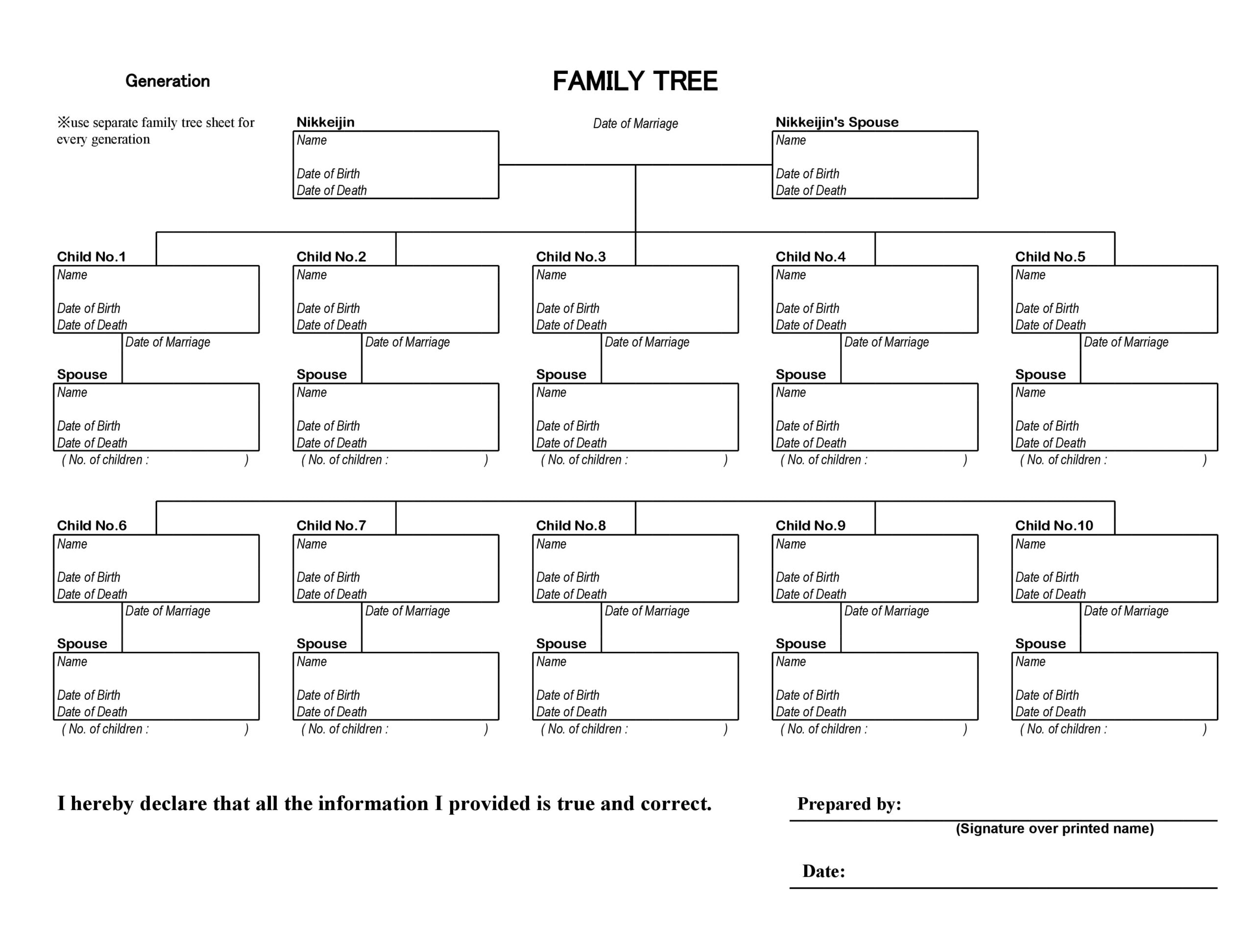 Free Family Tree Template Printable Blank Family Tree Chart 48 OFF
