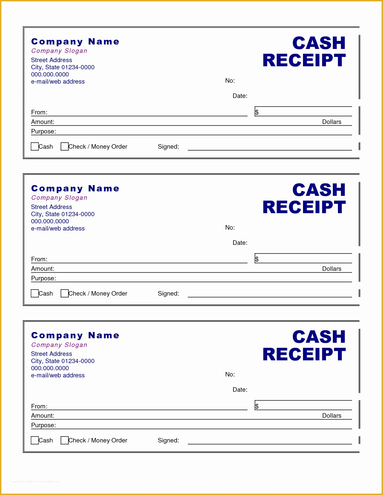 Free Fillable Cash Receipt Template Of Printable Rent Receipt 