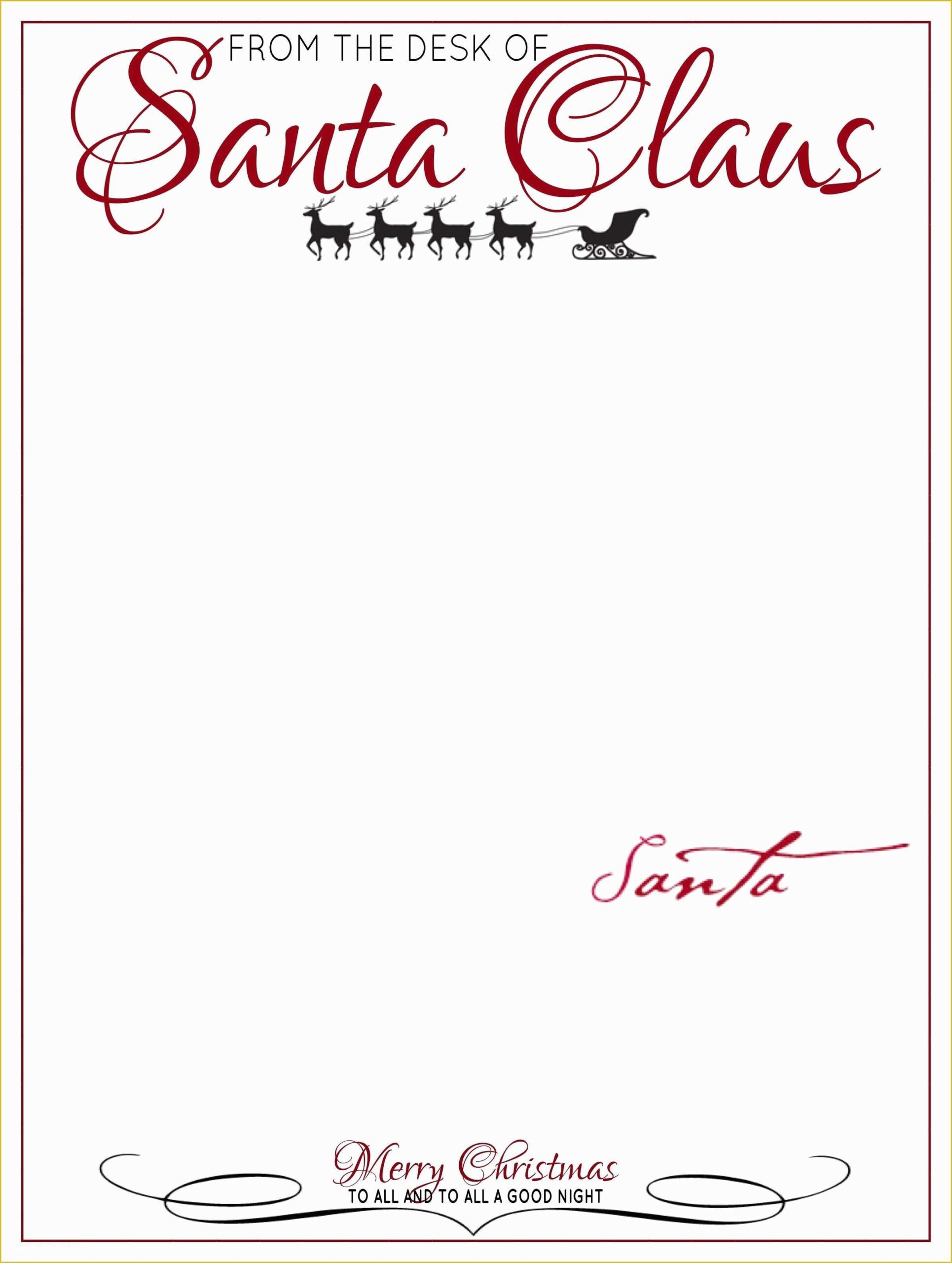 Free Letter From Santa Template Word Of Free Printable Letter From 