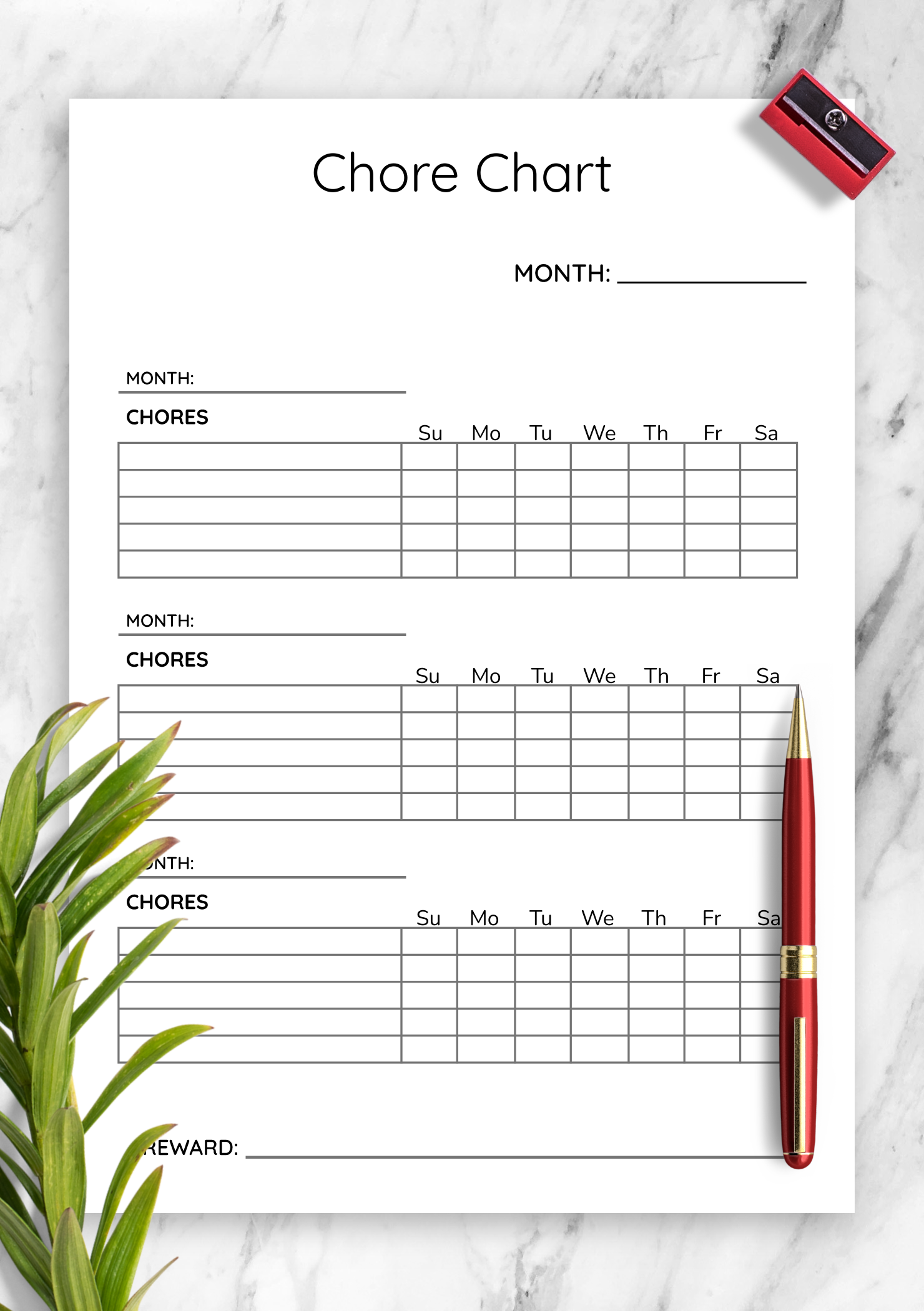 Free Monthly Chore Chart Template Printable Templates The Best Porn 
