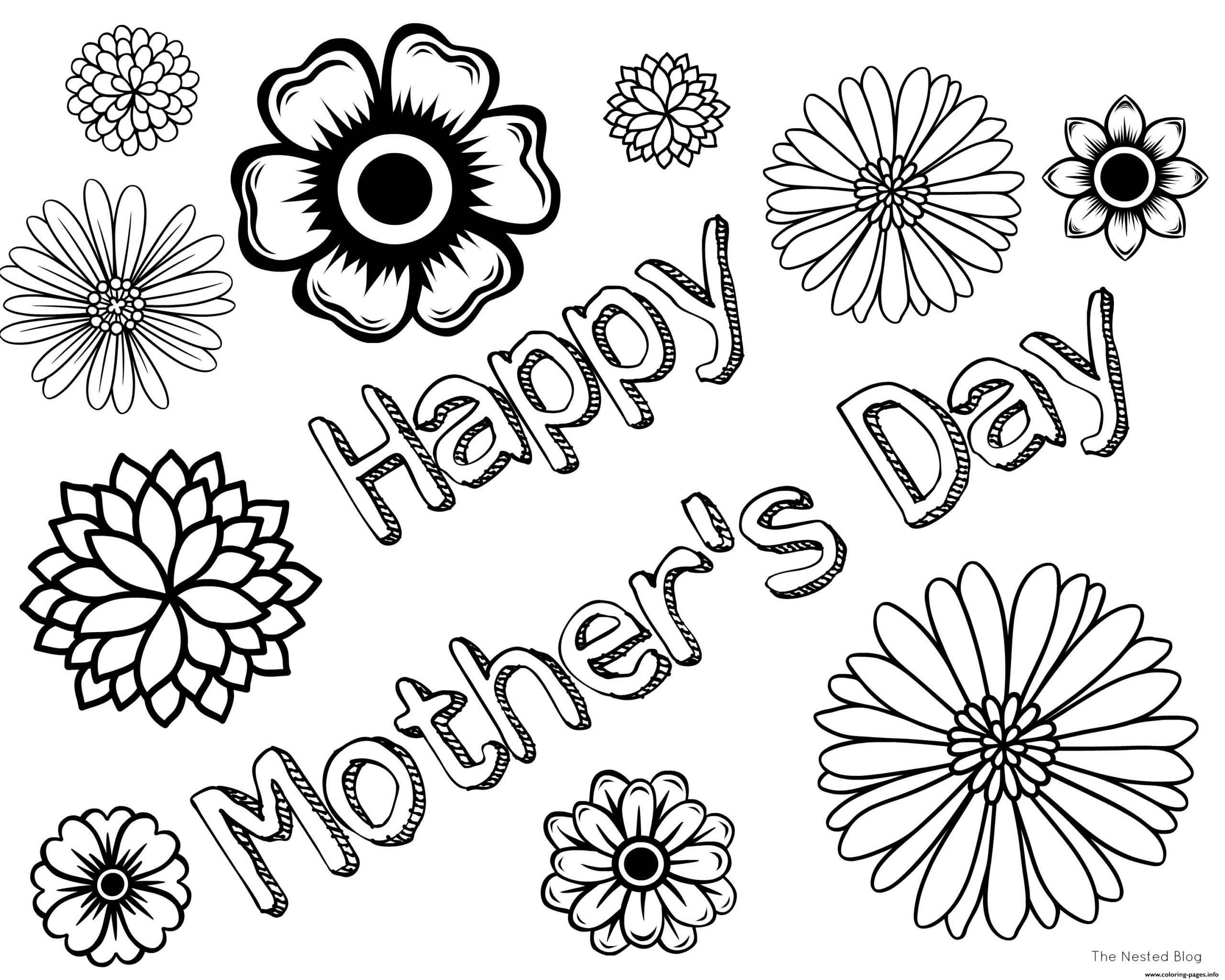 Free Mothers Day Happy Coloring Page Printable