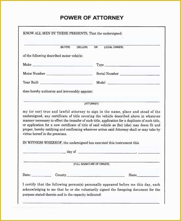 Free Power Of Attorney Template Of 24 Printable Power Of Attorney Forms 