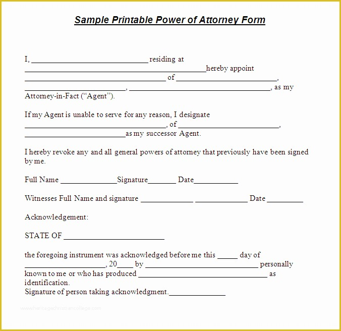Free Power Of Attorney Template Of Free Printable Power Attorney 