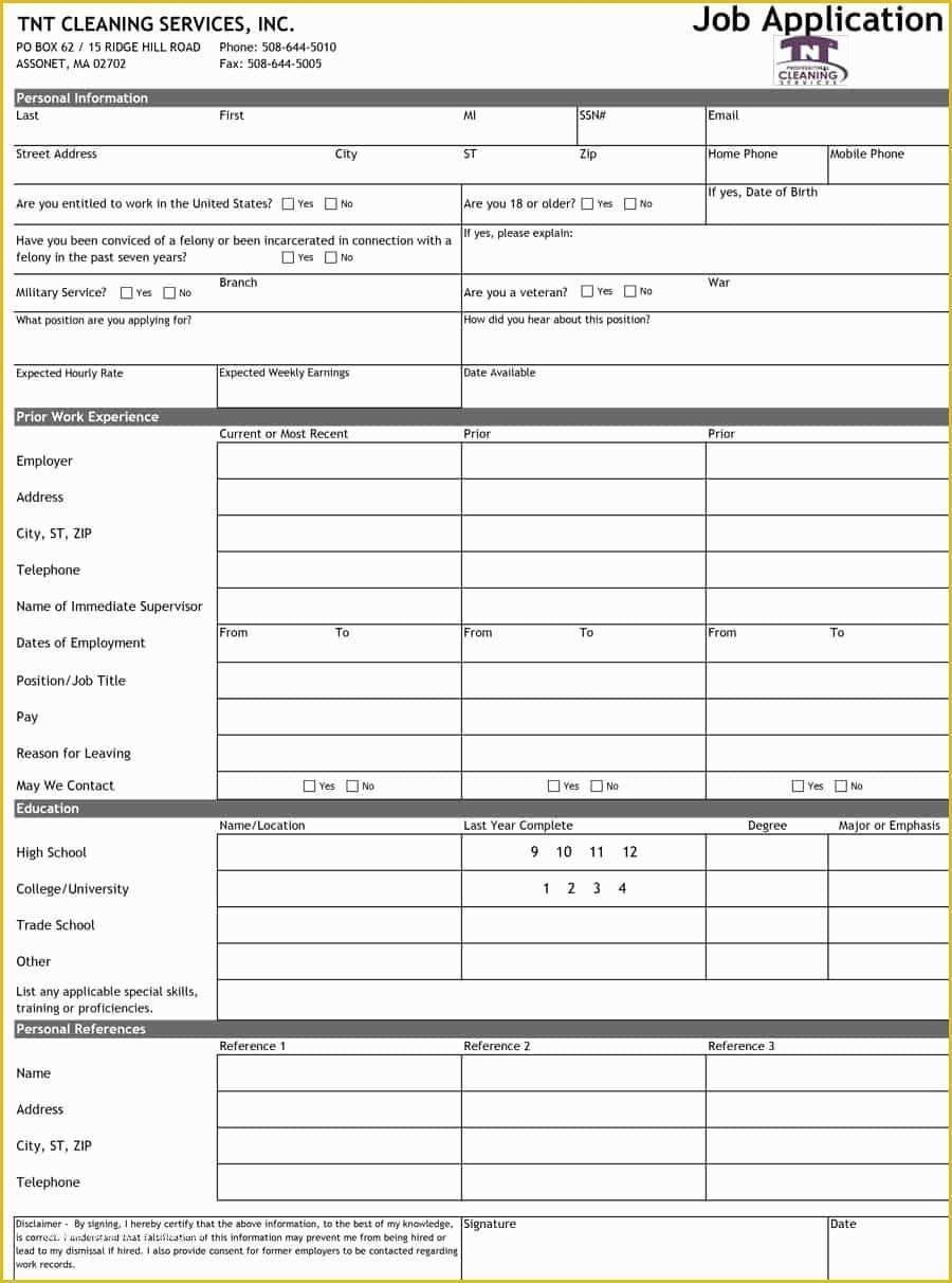 Free Printable Application For Employment Template Of 8 Free Standard 