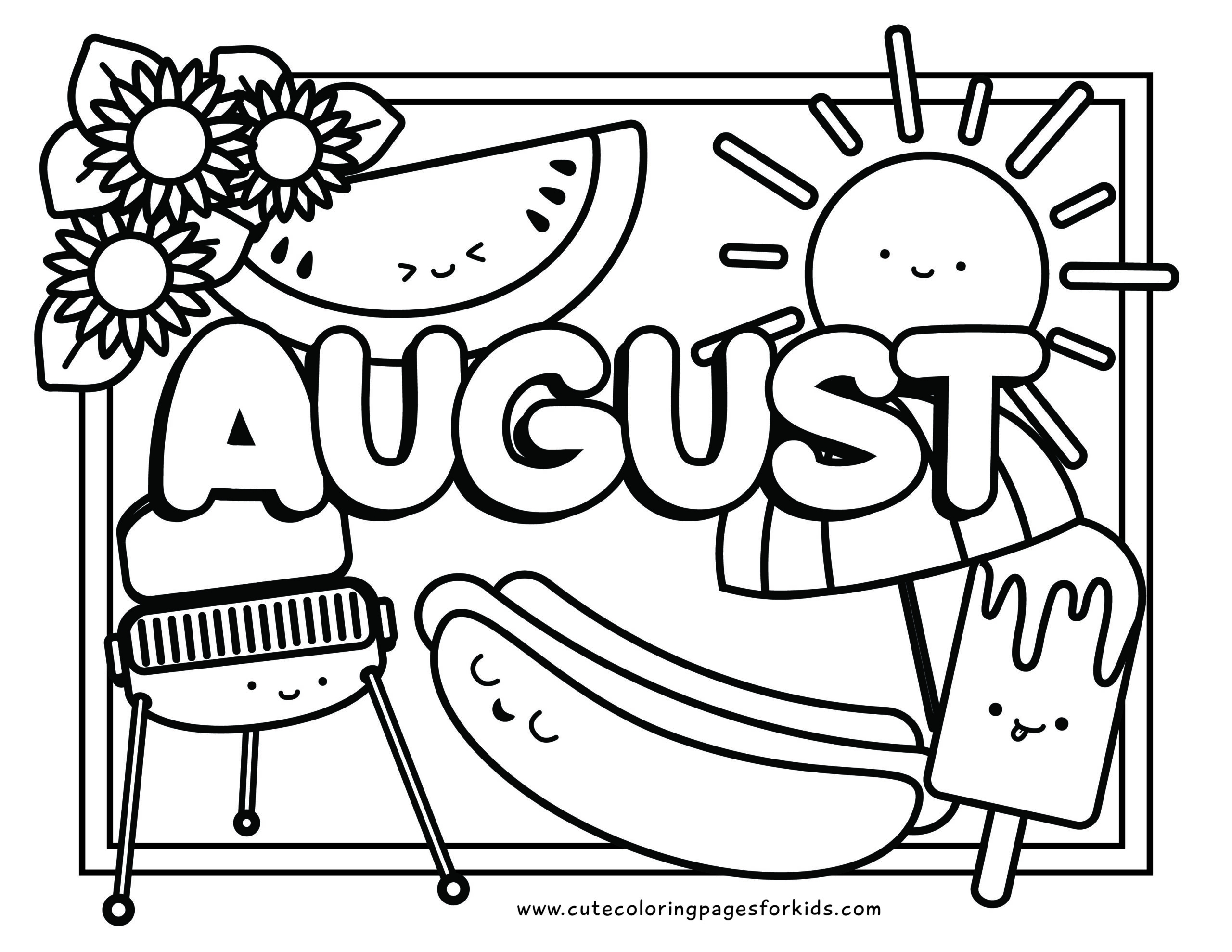 Free Printable August Coloring Pages