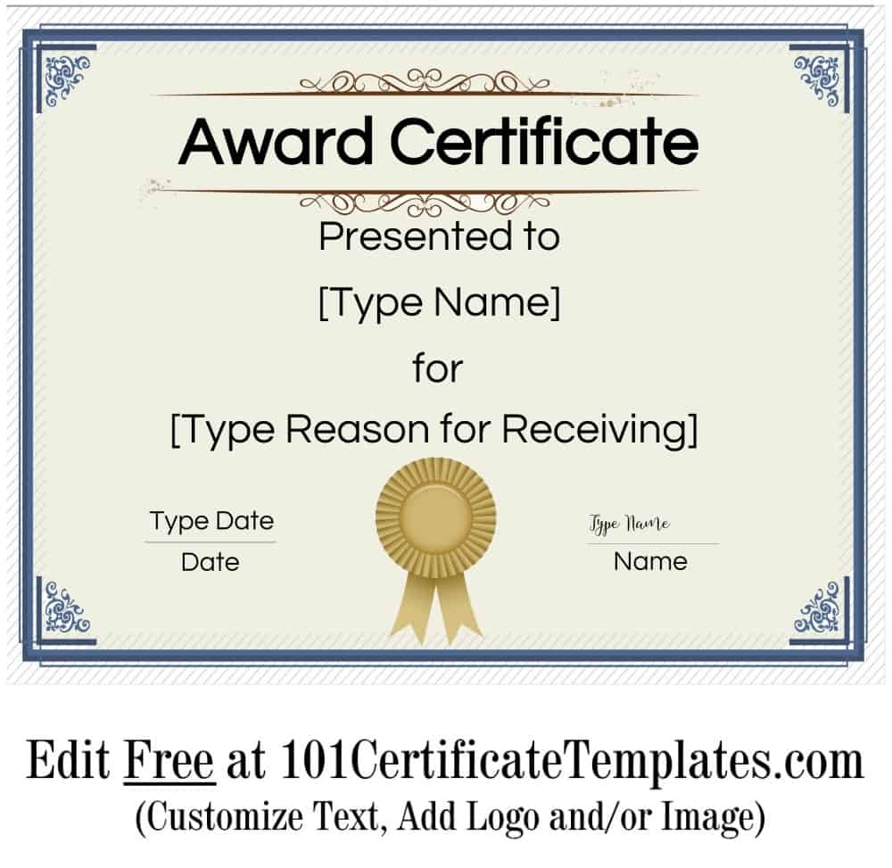 Free Printable Award Certificate Template Printable Templates