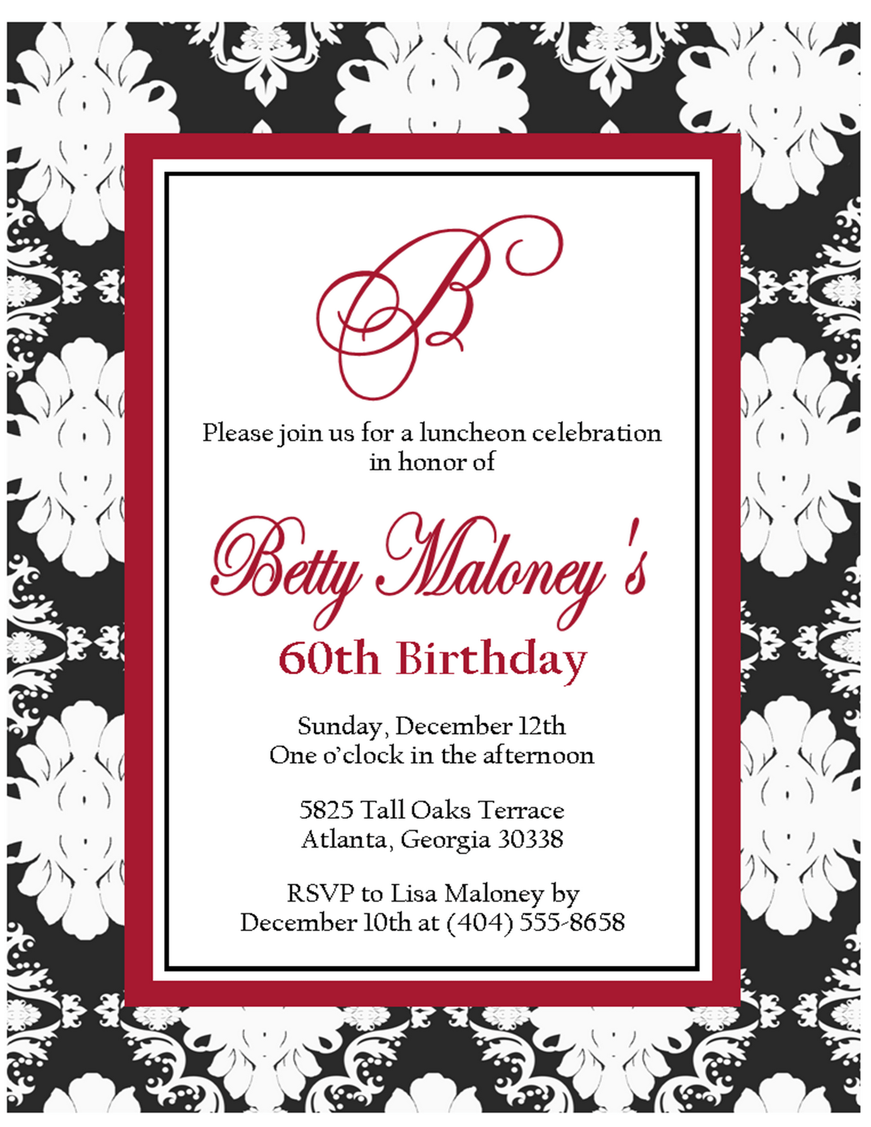 Free Printable Black And White Birthday Invitation