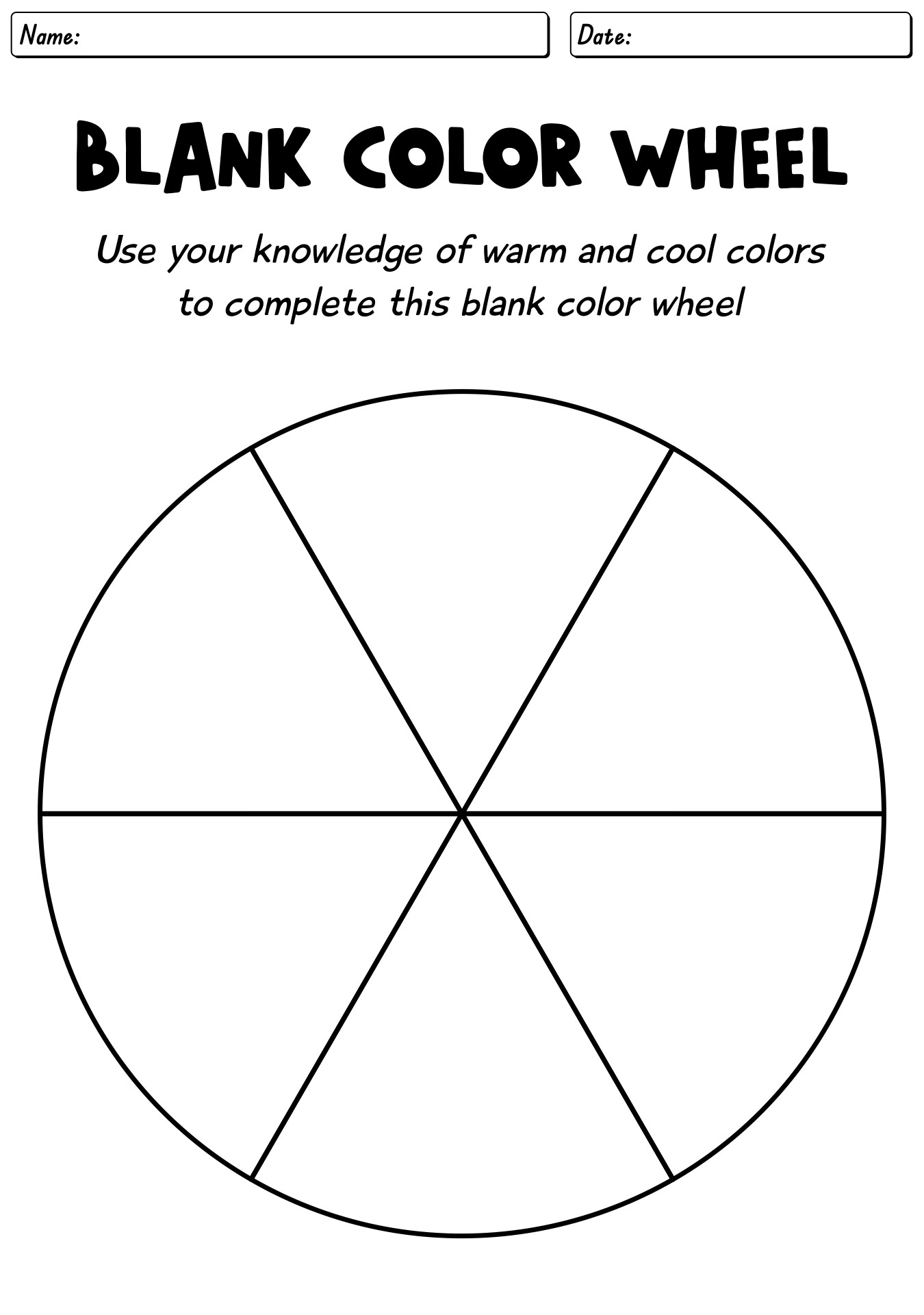 Free Printable Blank Color Wheel Template