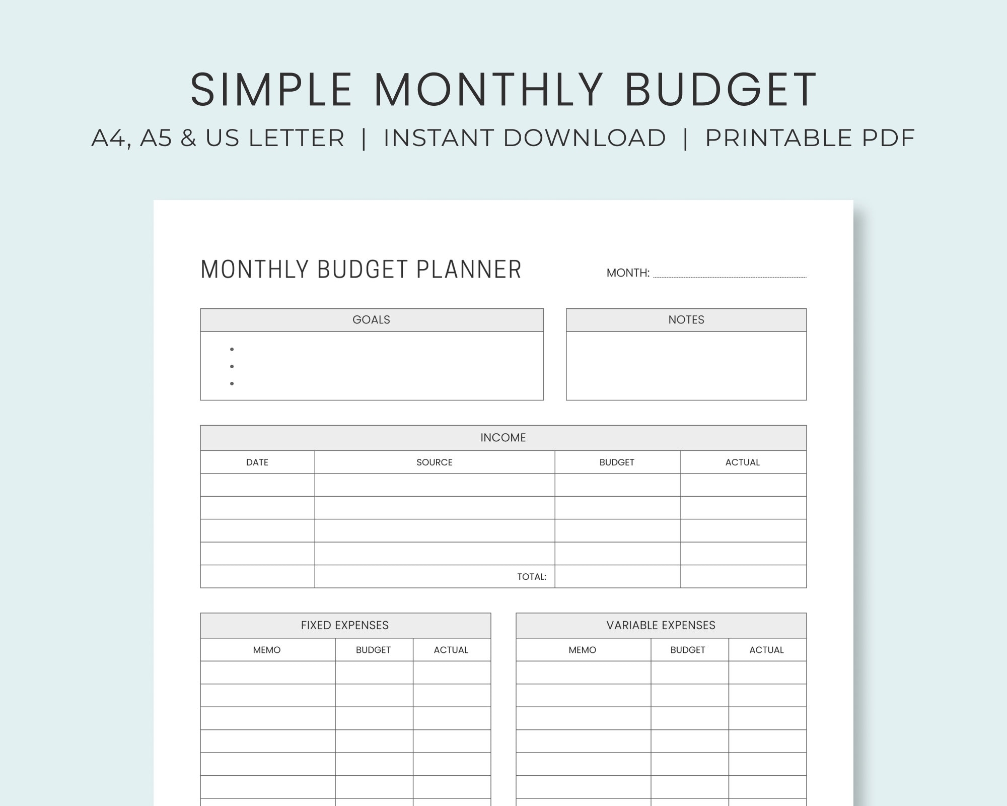 Free Printable Budget Template Monthly Printables Template Free
