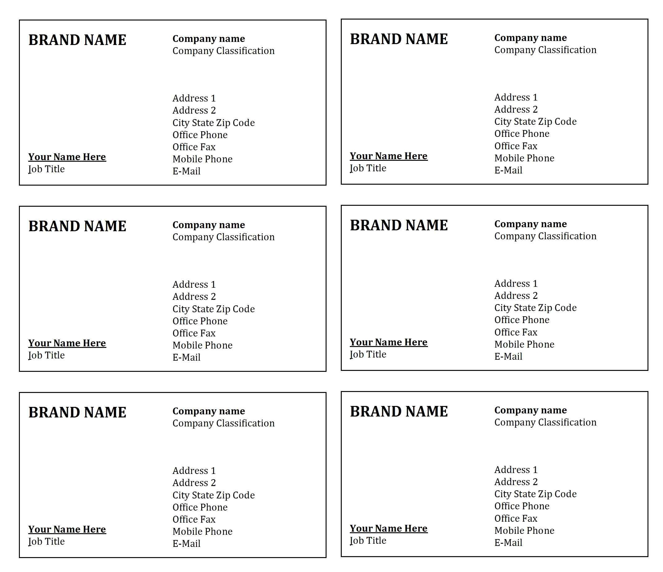 Free Printable Business Cards Templates Word Menubxe