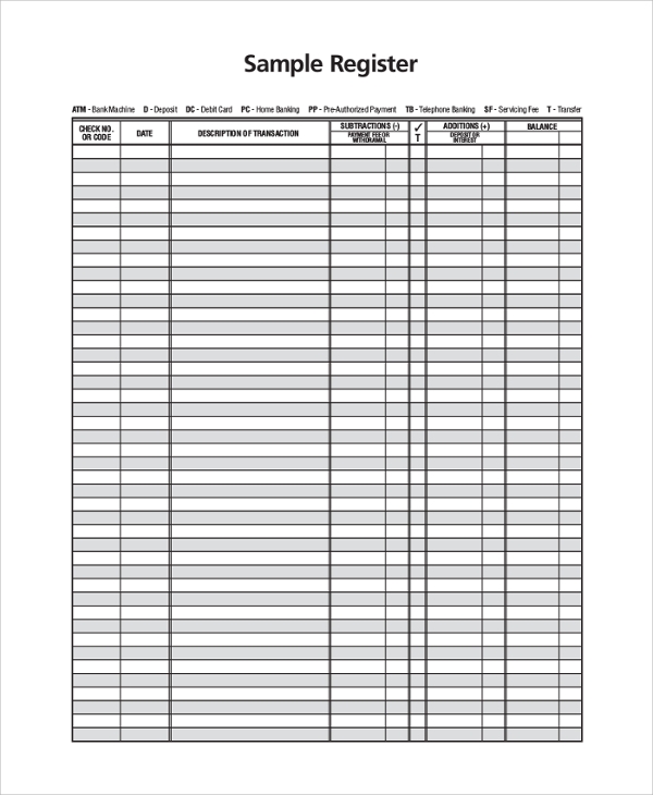 Free Printable Checkbook Register Template Patdast