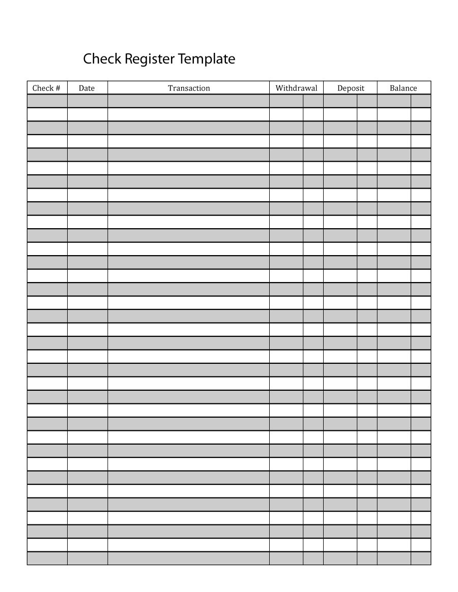 Free Printable Checkbook Register Template Printable Forms Free Online