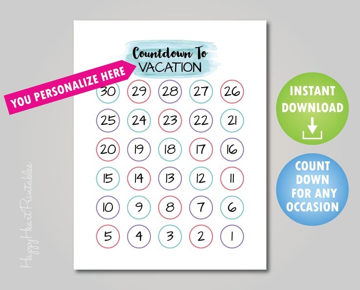 Free Printable Countdown Template Content Calendar Template