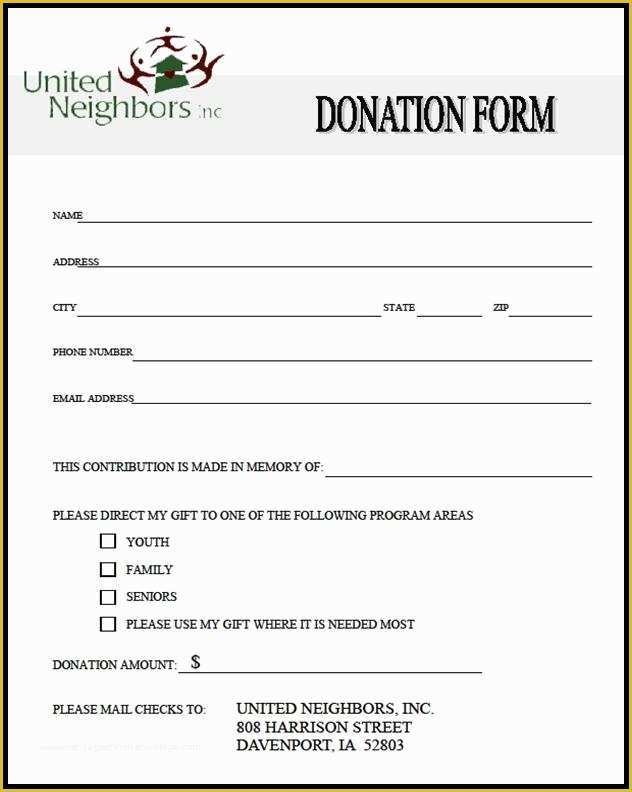 Free Printable Donation Receipt Template Of 36 Free Donation Form 