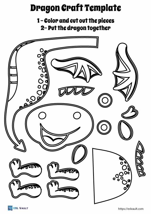 Free Printable Dragon Craft Template Dragon Crafts Paper 48 OFF