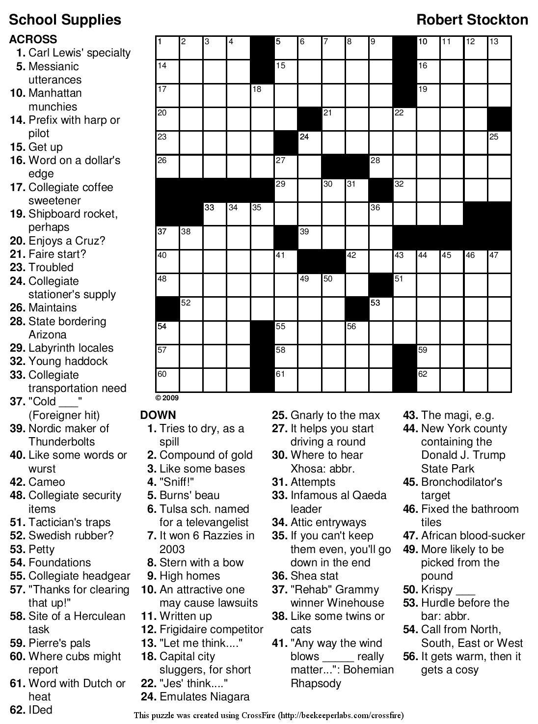 Free Printable General Knowledge Crossword Puzzles Free Printable