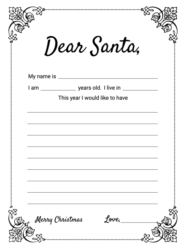 Free Printable Glory Border Dear Santa Letter Template InkPx