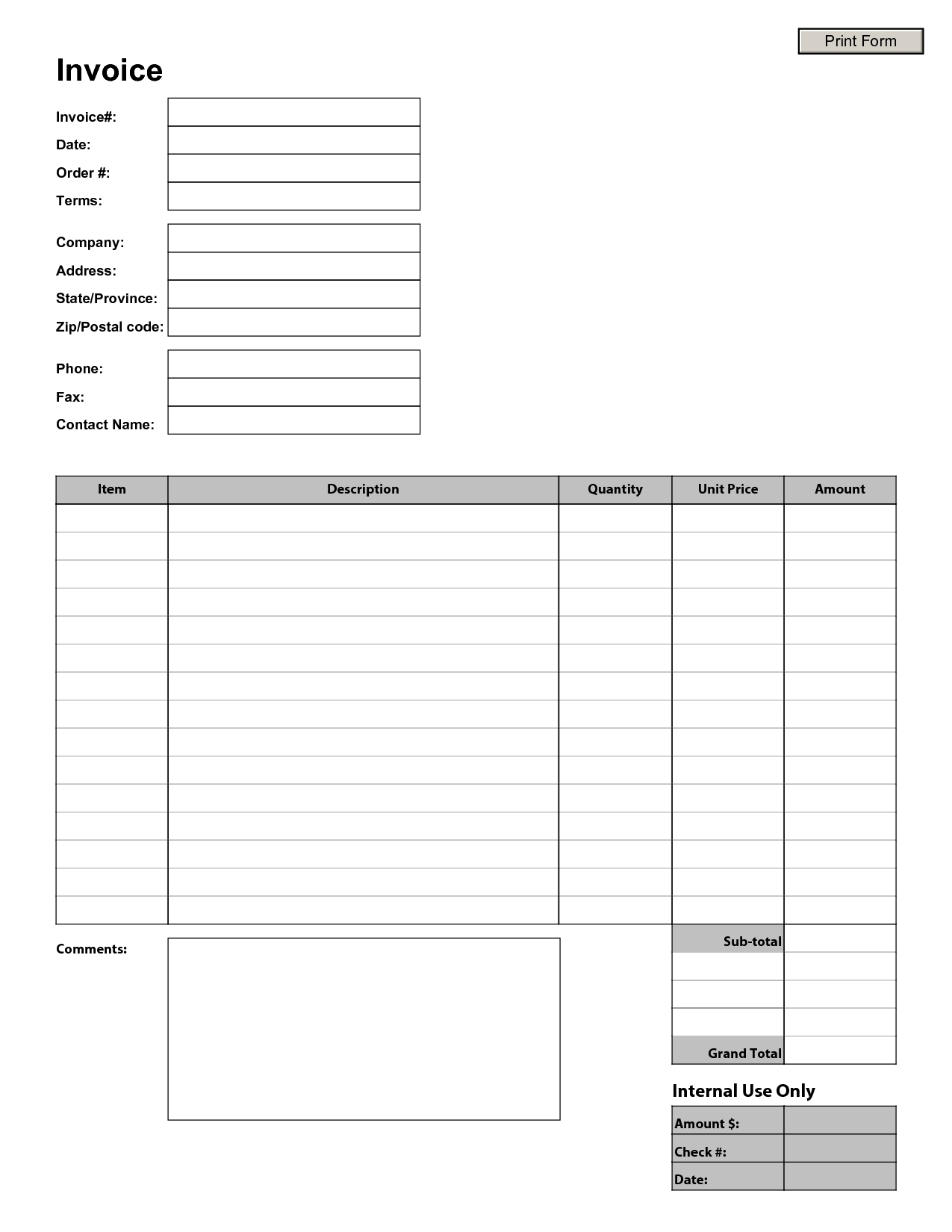 Free Printable Invoices Templates Brennan