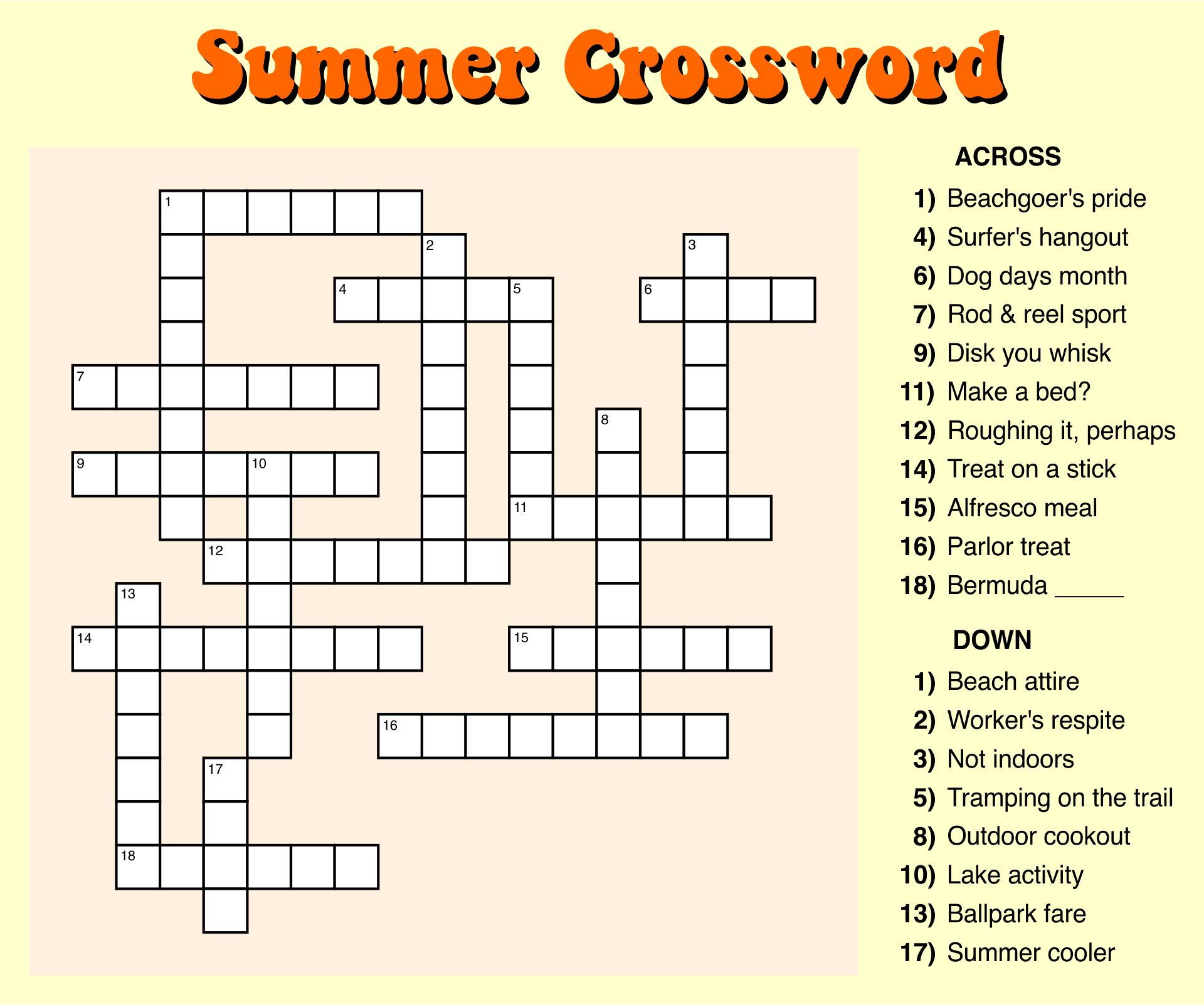 Free Printable Large Print Easy Crossword Puzzles