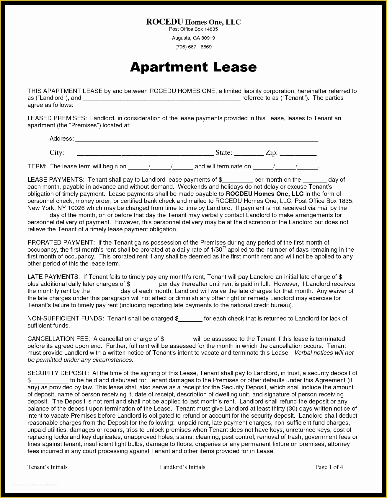 Free Printable Lease Template Of Apartment Rental Agreement Letter 