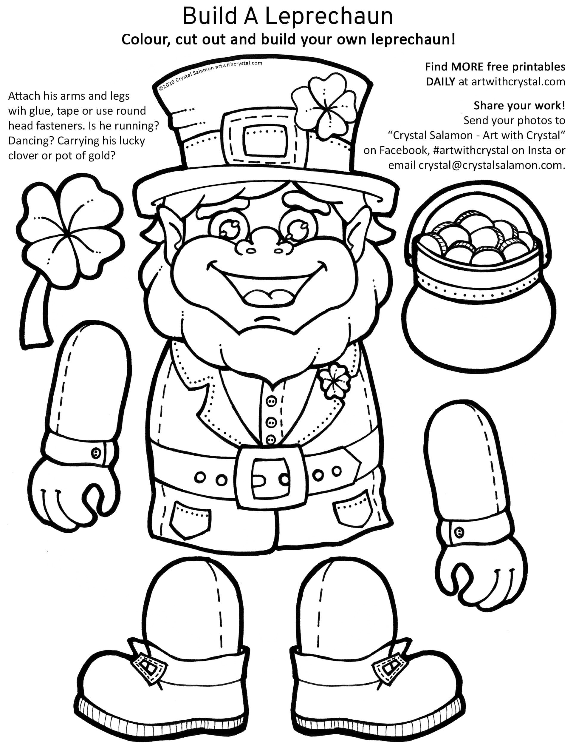 Free Printable Leprechaun Coloring Page Printable Sight Words List