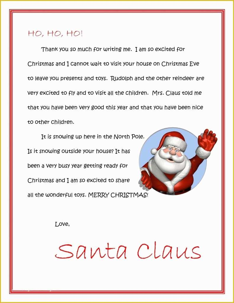 Free Printable Letter From Santa Word Template Of Free Printable Letter 
