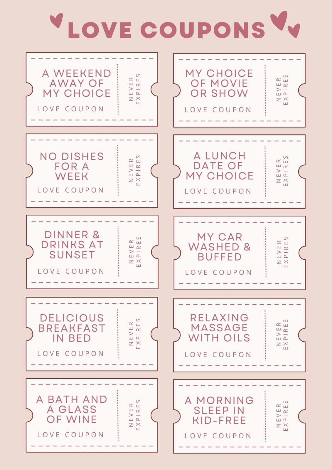 Free Printable Love Coupon Templates Canva 43 OFF Rbk bm