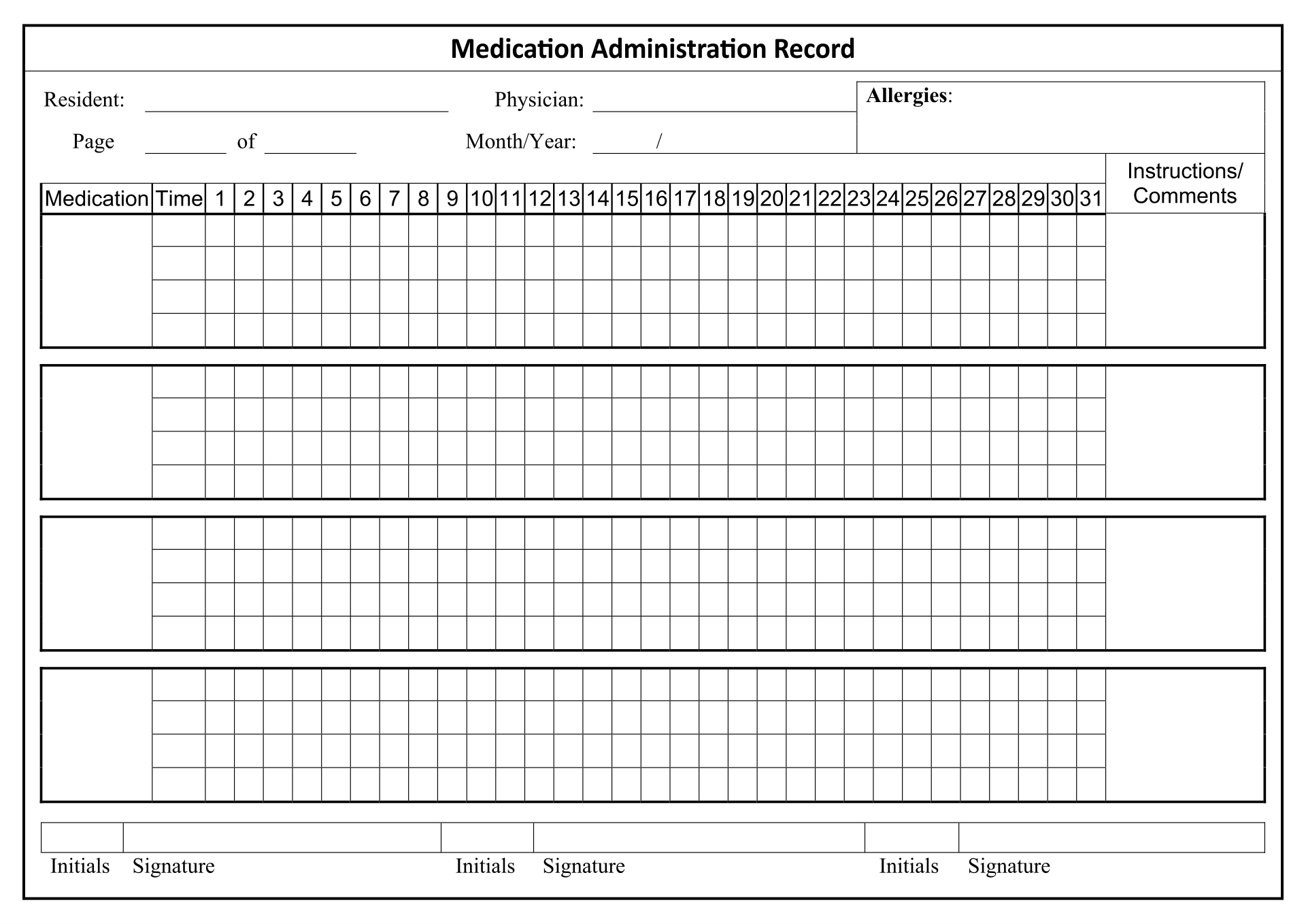 Free Printable Medication Administration Record Template Printable 