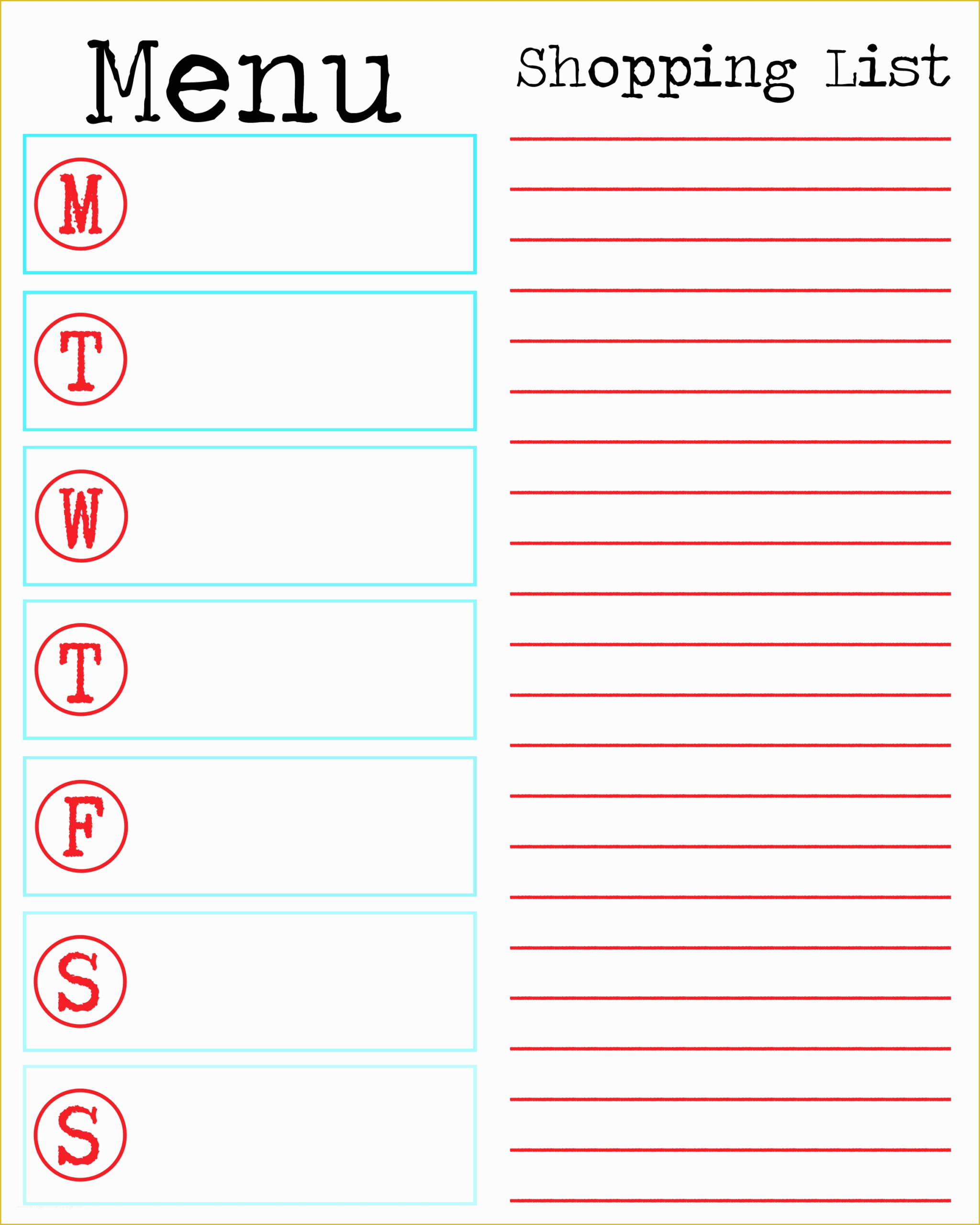 Free Printable Menu Templates Of 6 Best Of Free Printable Week Menus 