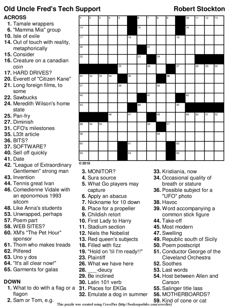 Free Printable Nea Crossword Puzzles FreePrintable me