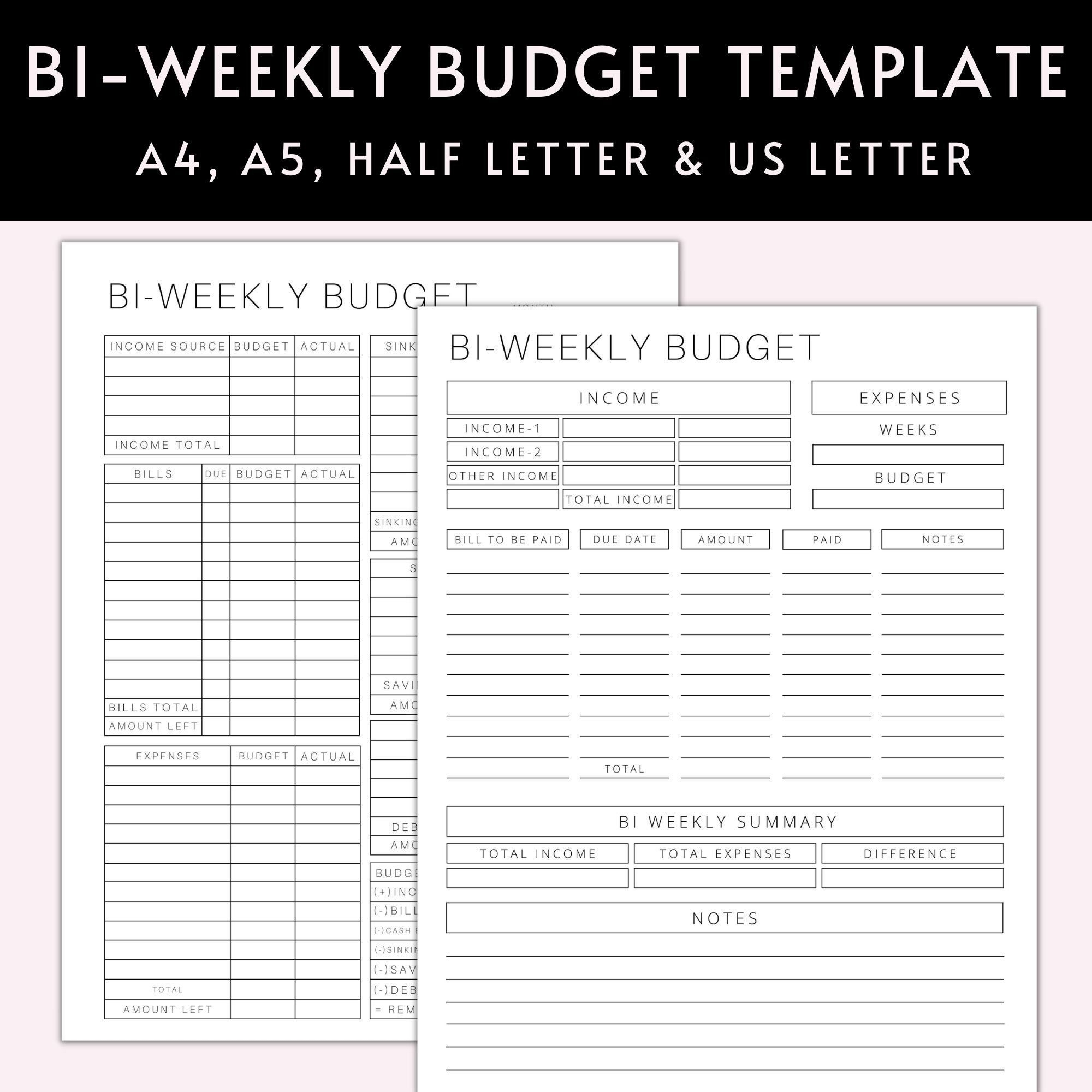 Free Printable Pdf Cute Biweekly Budget Template