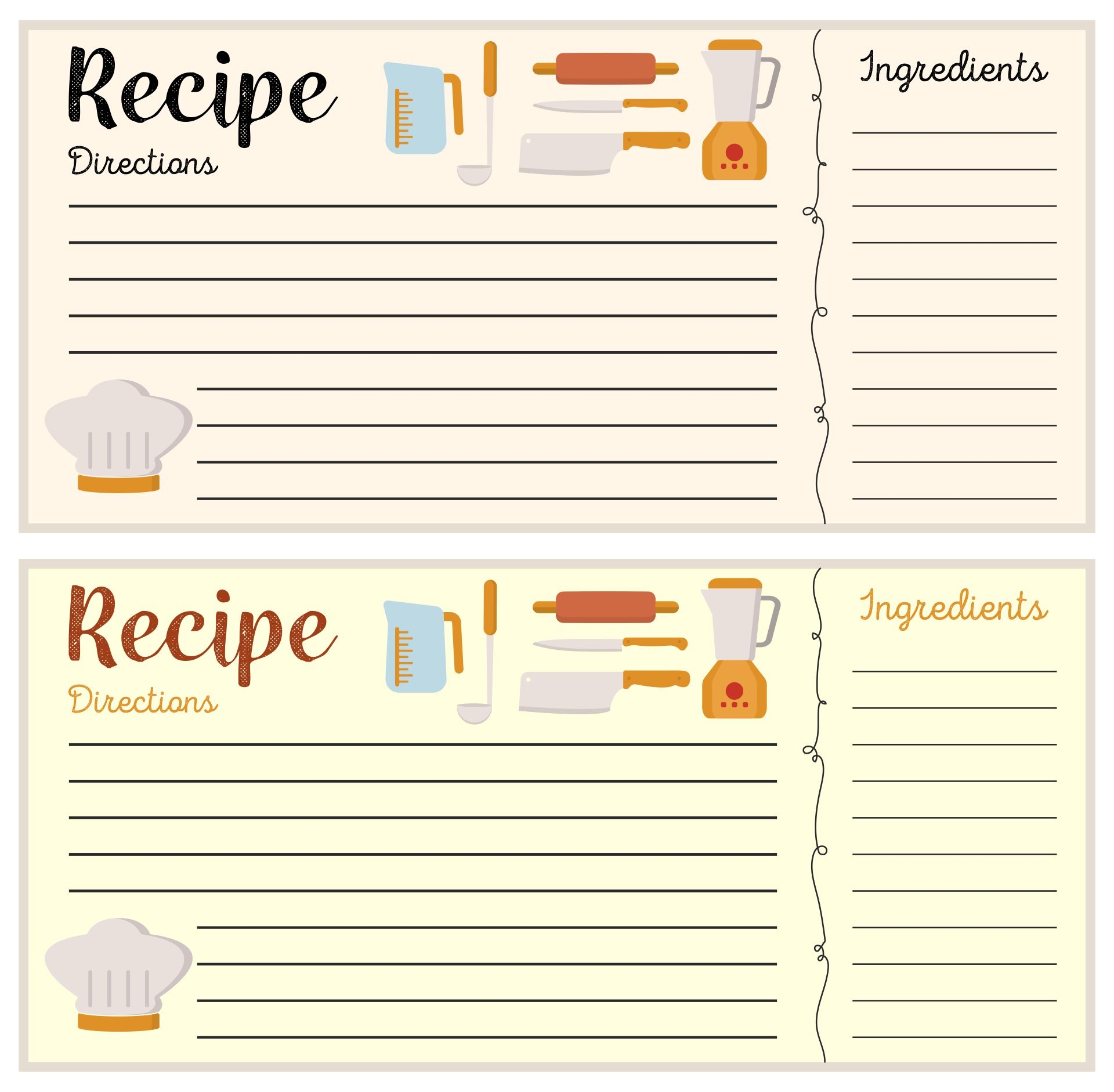 Free Printable Recipe Card Template Jolojames