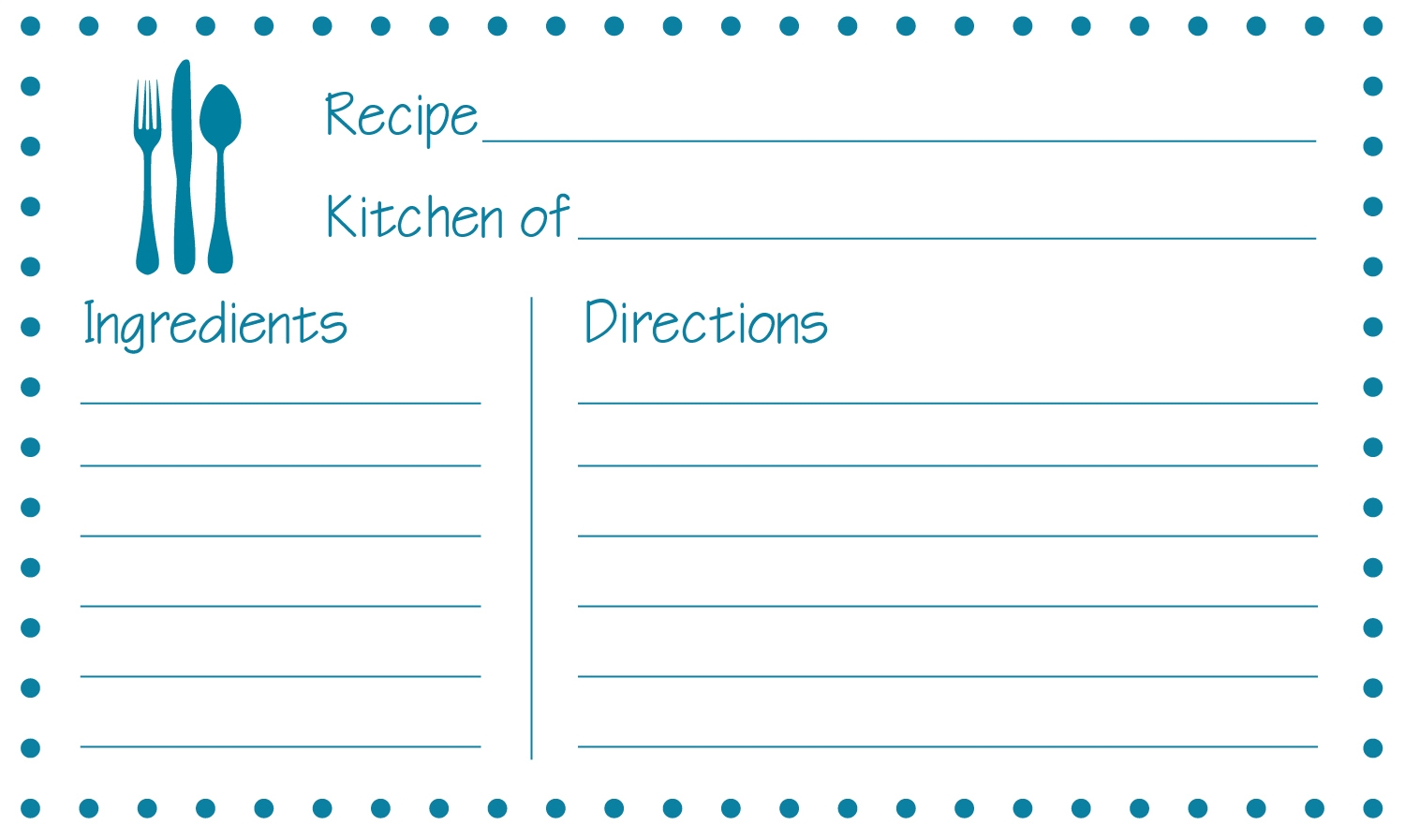 Free Printable Recipe Card Template Printable Templates