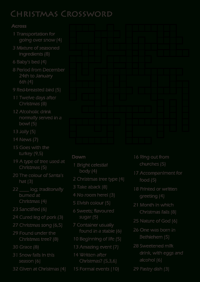 Free Printable Religious Christmas Crossword Puzzles Sally Crossword 