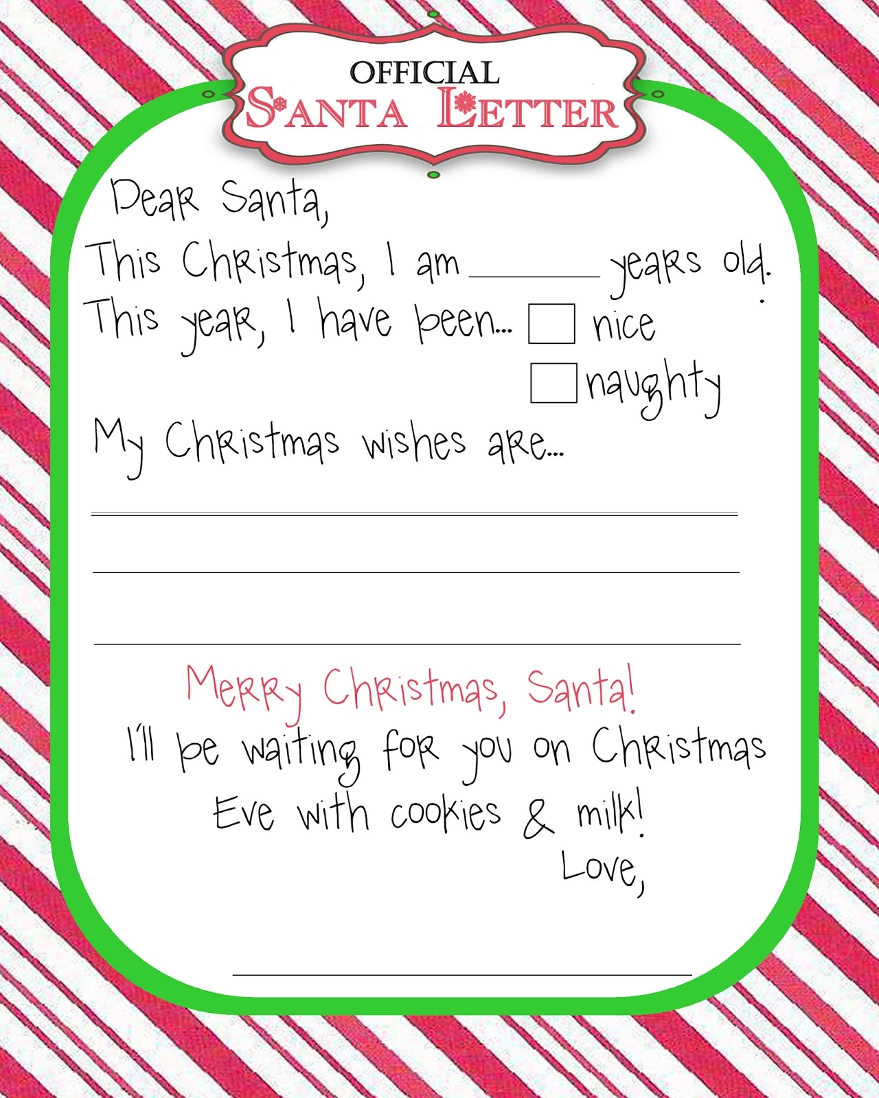 Free Printable Santa Letter Template Printable Templates