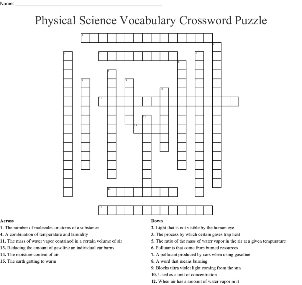 Free Printable Science Crossword Puzzles FreePrintableTM 