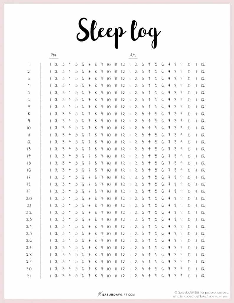 Free Printable Sleep Diary Template Free Printable Templates