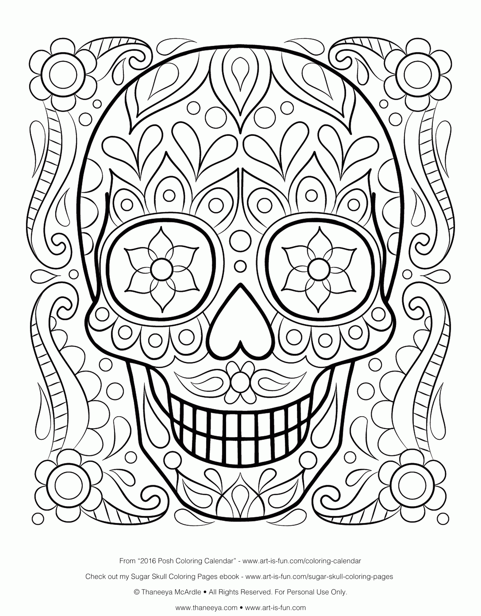 Free Printable Sugar Skull Coloring Pages For Adults Coloring Home