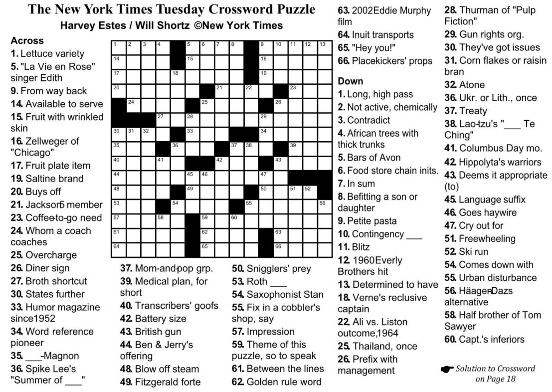 Free Printable Sunday Crossword Puzzles Free Printables Printable 