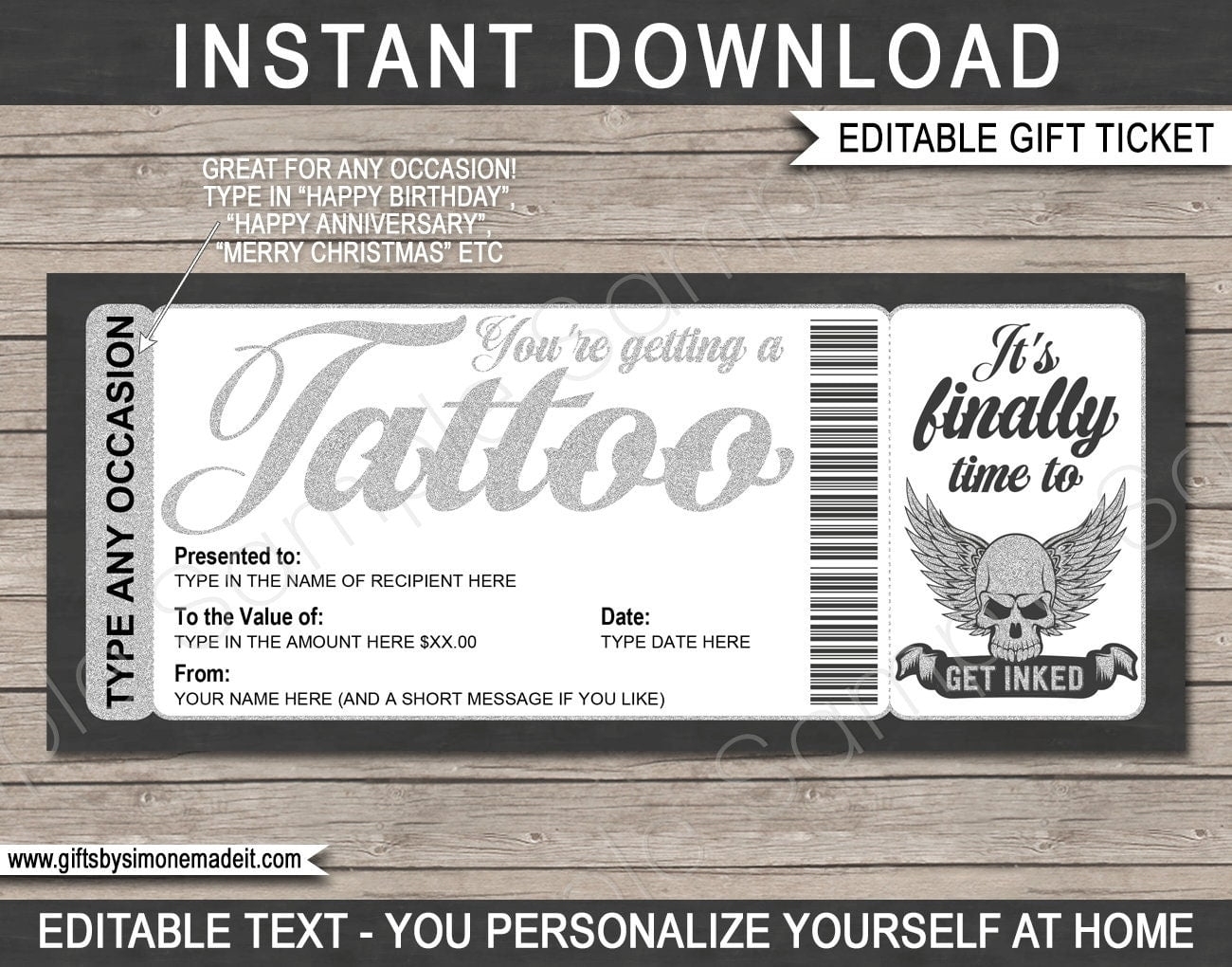 Free Printable Tattoo Voucher Template Free Printable