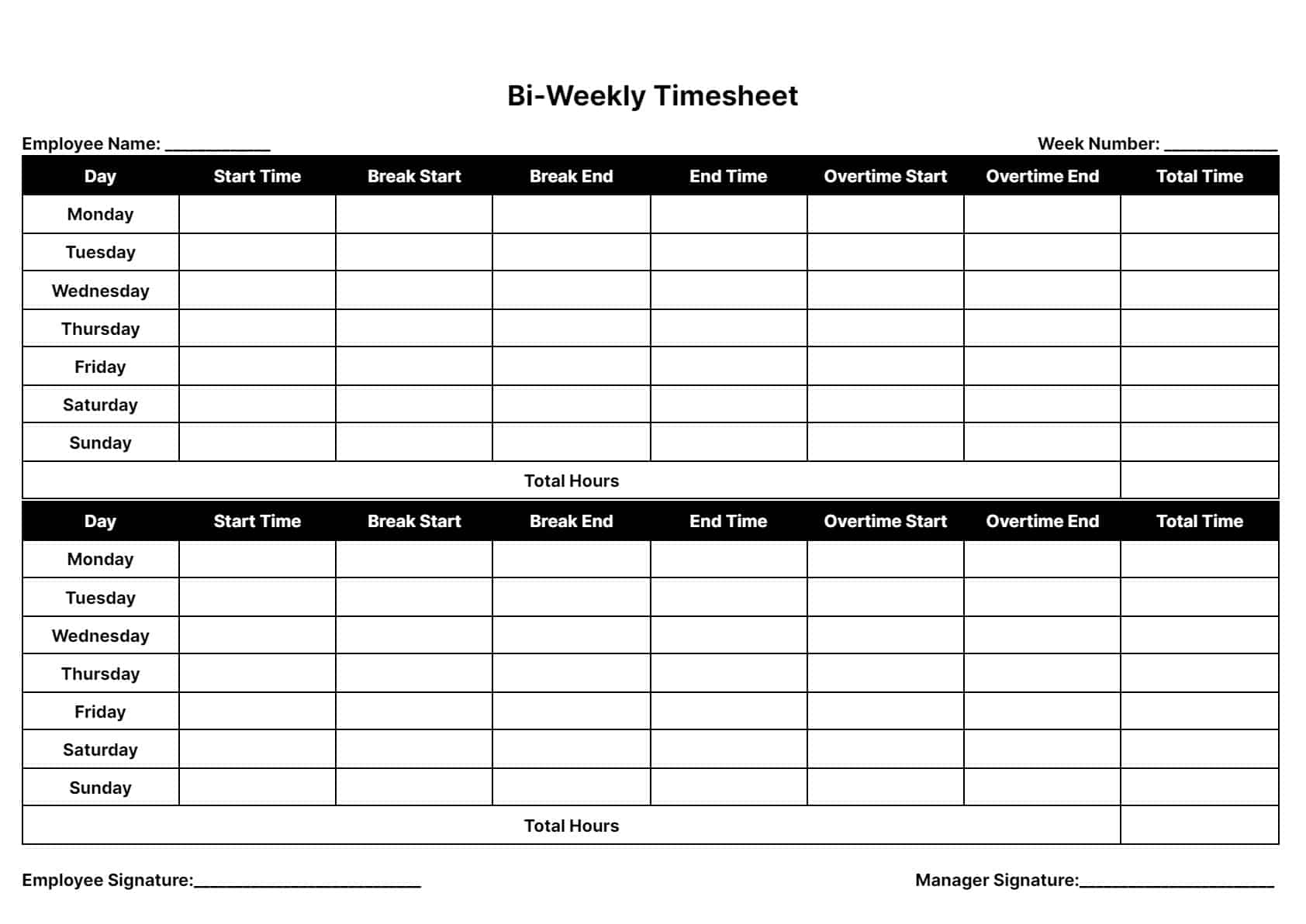 Free Printable Timesheet Template Printable Templates