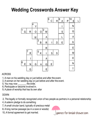 Free Printable Wedding Crossword Puzzle