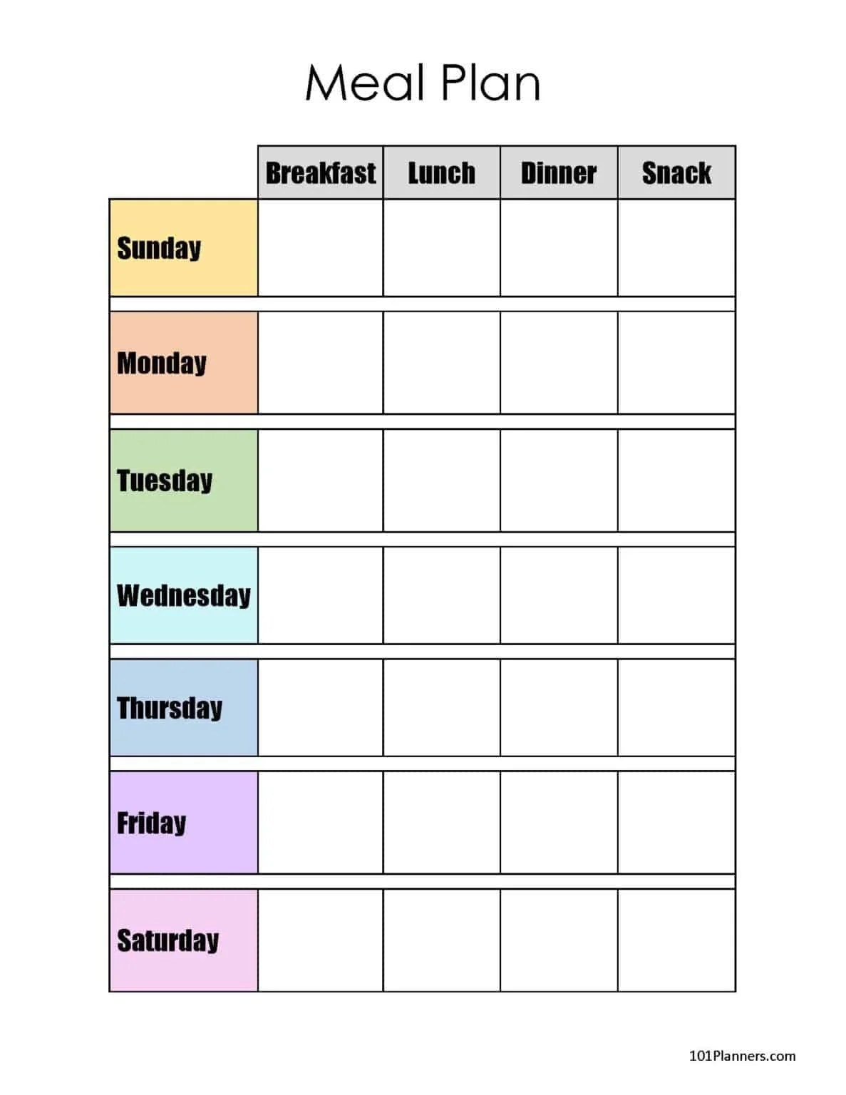 Free Printable Weekly Meal Plan Template Printable Te Vrogue co