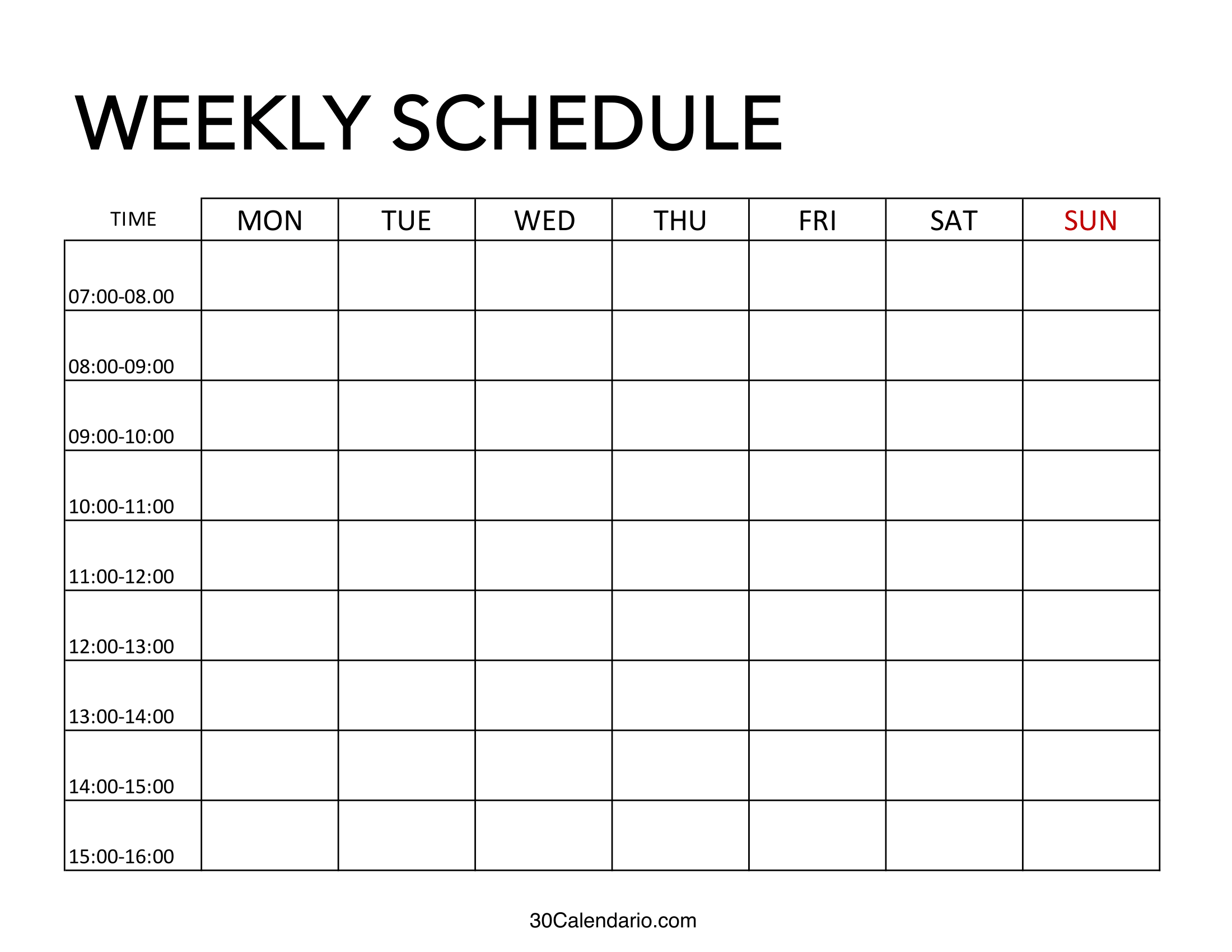 Free Printable Weekly Schedule Template Cute Hourly Planner Weekly