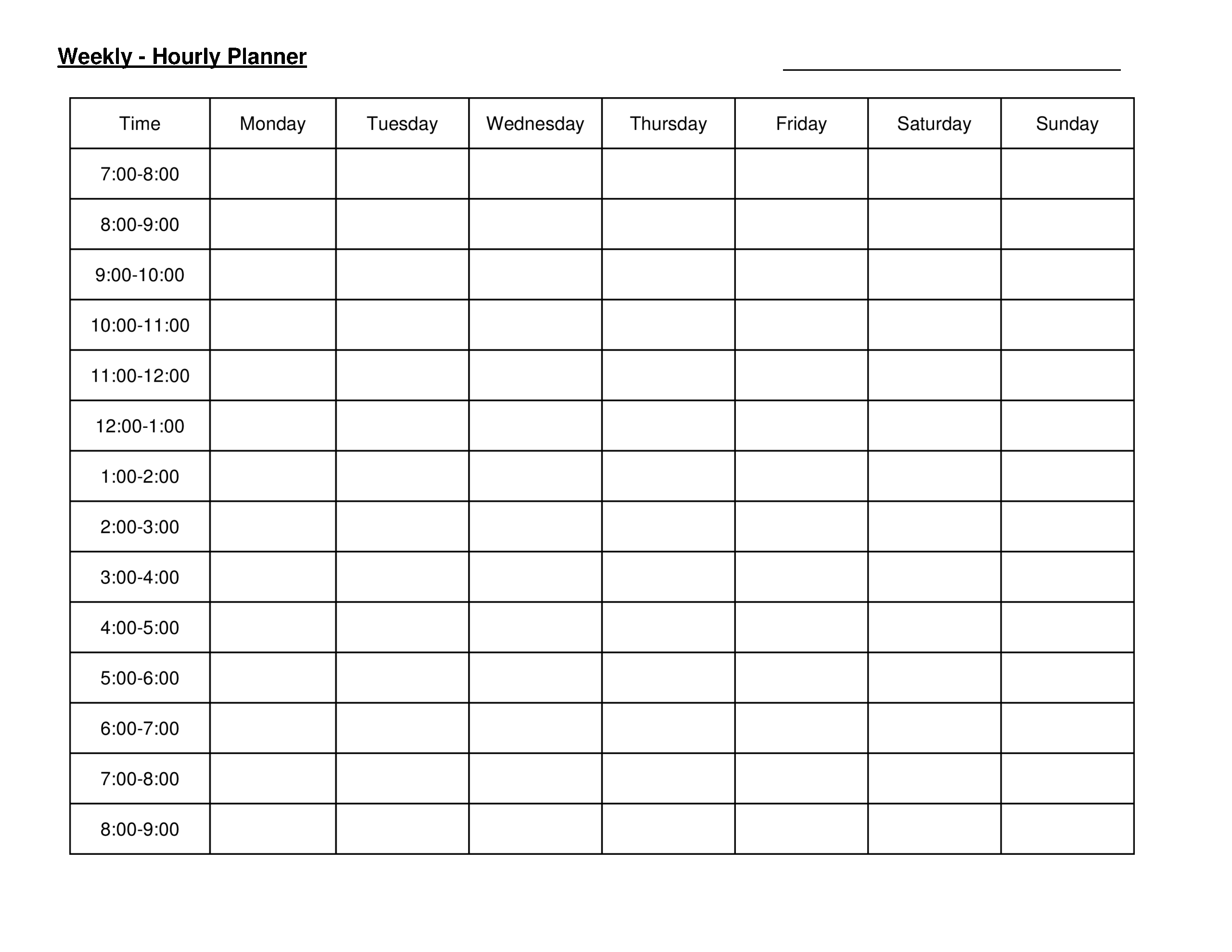 Free Printable Weekly Schedule Template Cute Hourly Planner What You 